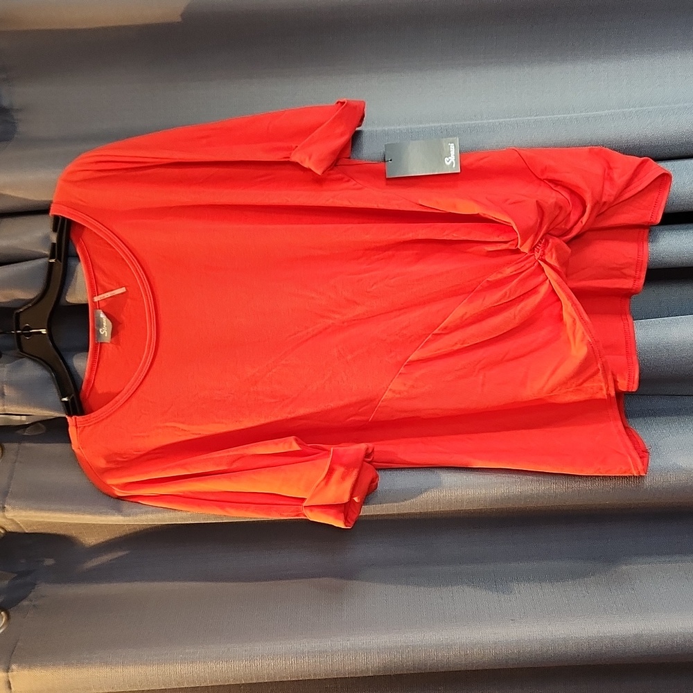 NWT Strazzi 3/4 sleeve Women's sz L shirt w/front side tie